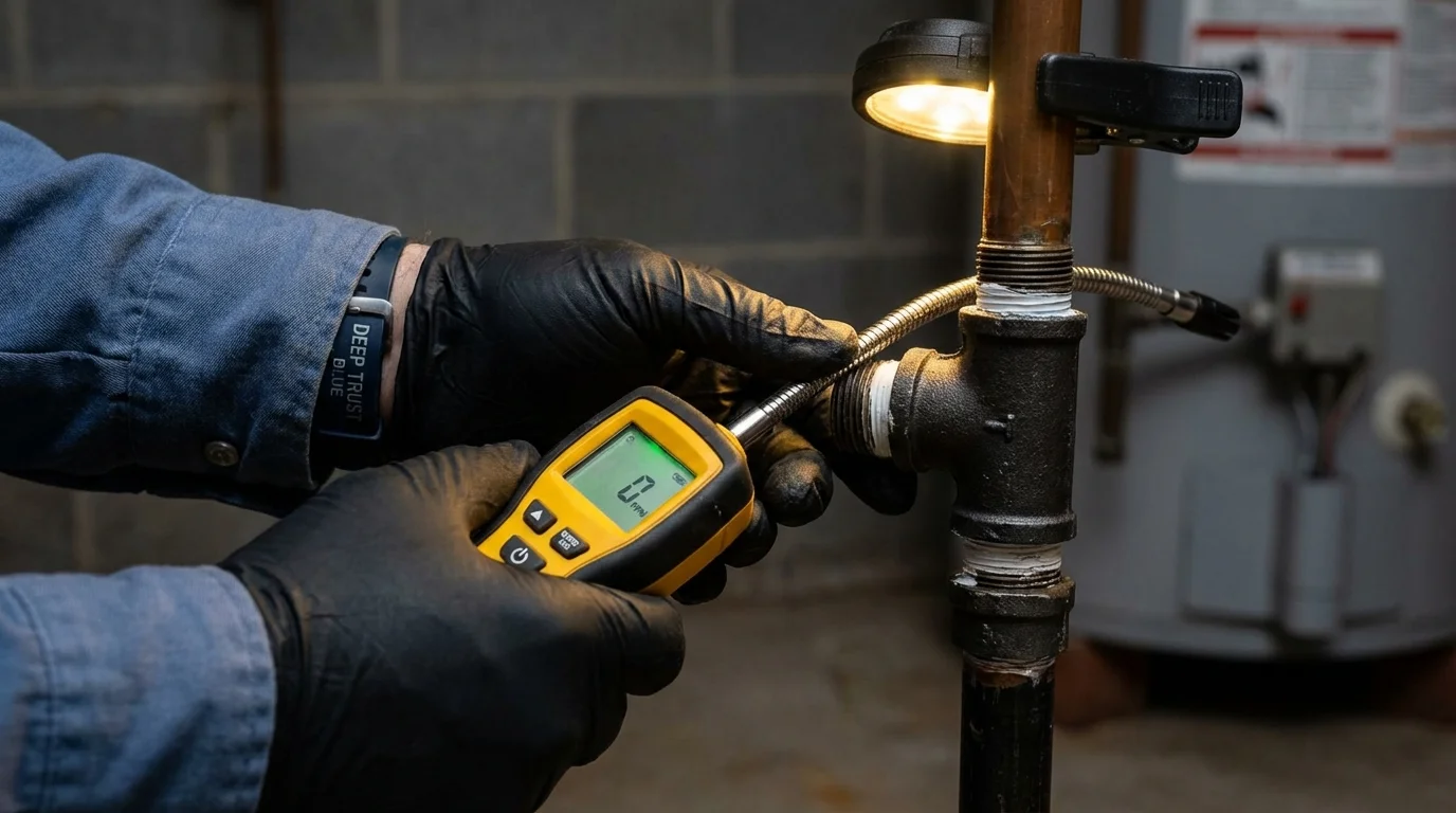 Gas leak detection with electronic sniffer by Johns Plumbing LLC in Sidney