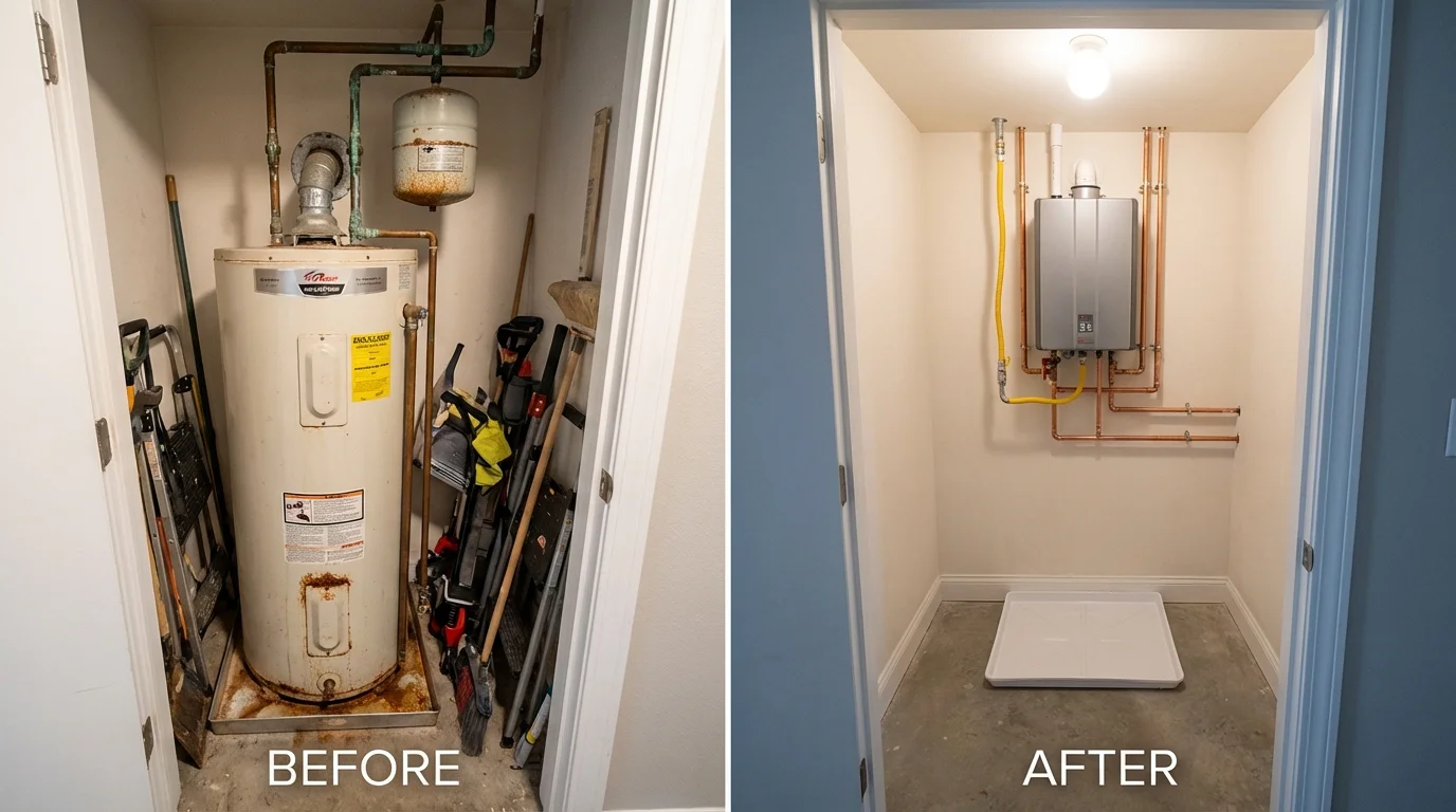 Tank water heater versus wall-mounted tankless unit comparison for Sidney, NY homeowners